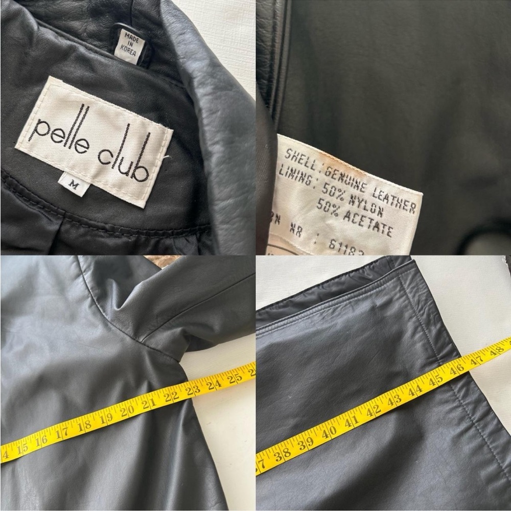 Vintage Pelle Club black long leather trench coat size Medium. - Picture 10 of 12